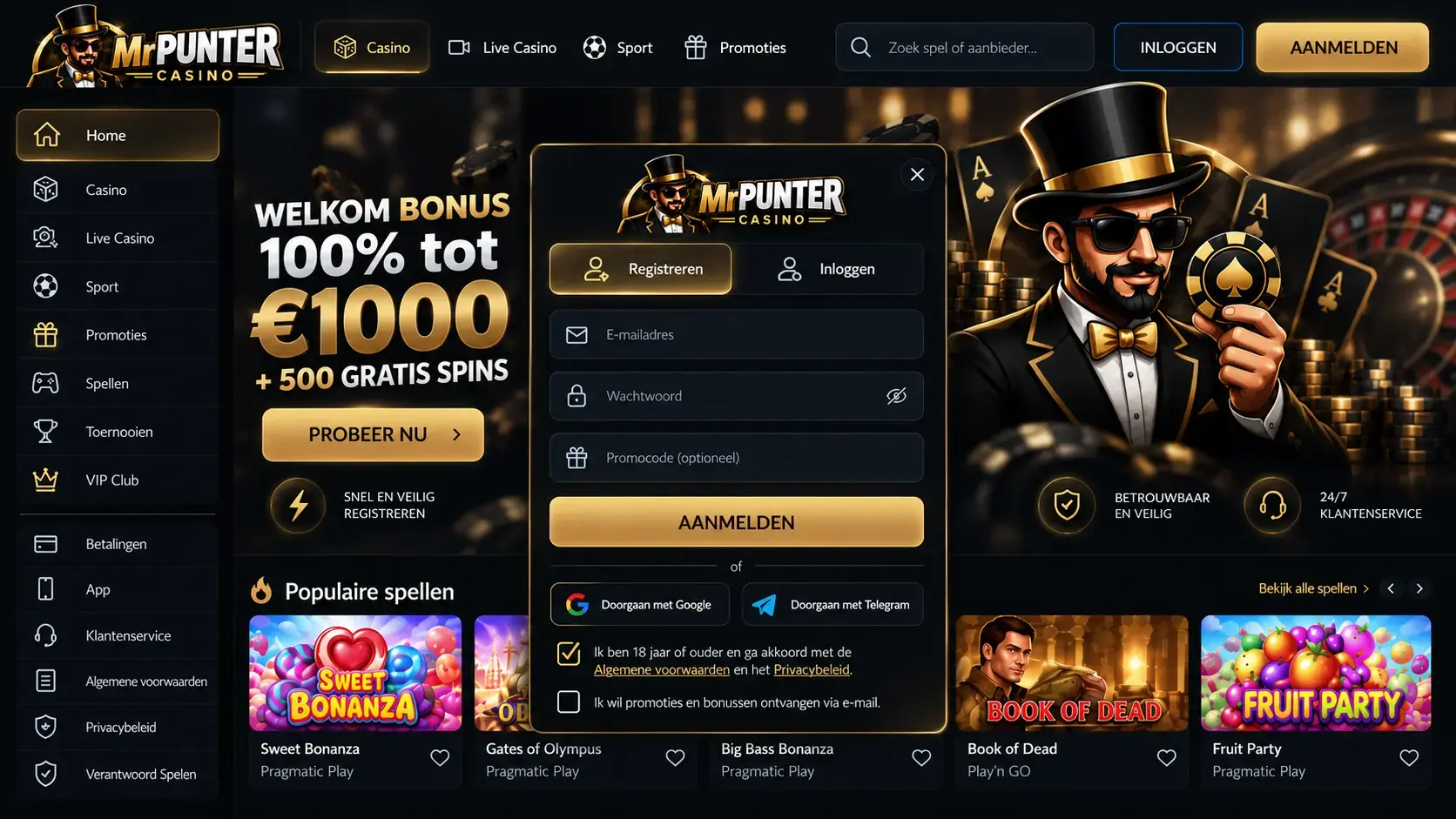 MrPunter Casino Nederland: Slots, Live Casino en Welkomstbonus image 2