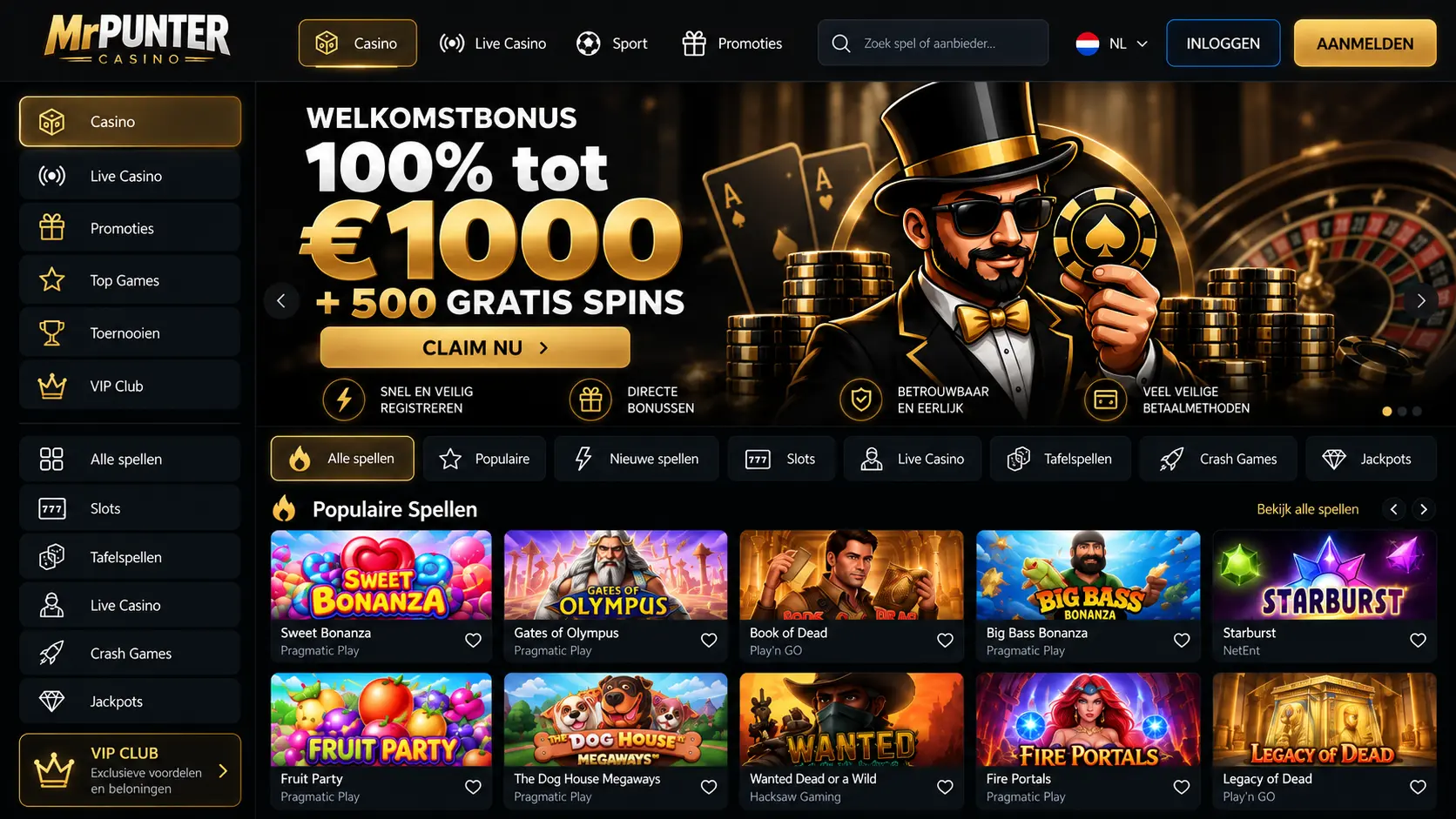 MrPunter Casino Nederland: Slots, Live Casino en Welkomstbonus image 3